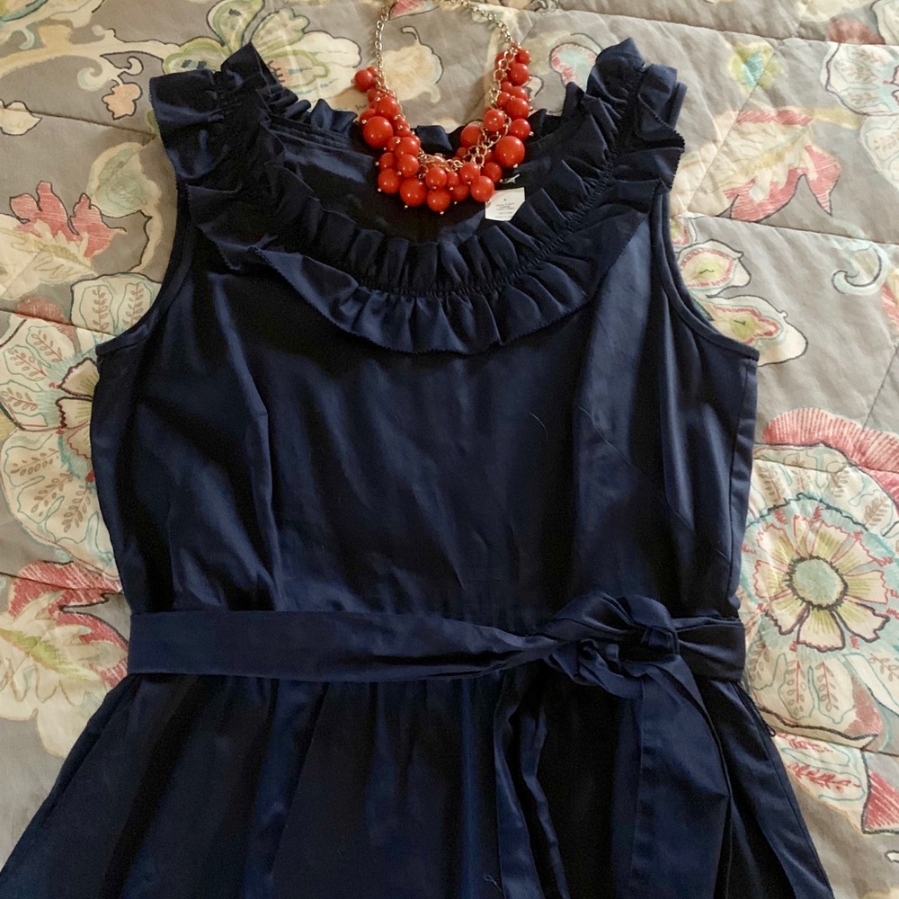 Navy J. Crew cotton dress